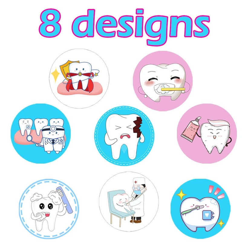 PIBIPAID 500 Tooth Roll Stickers,for Dental Protection Brush Your Teeth Birthday Gender Reveal Baby Shower Party Favors Supplies Decorations Favors Goodie Bag Stuffers Prize Labels - Image 2